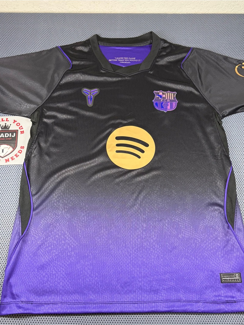 Barcelona Men's Black and Purple Away Soccer Jersey